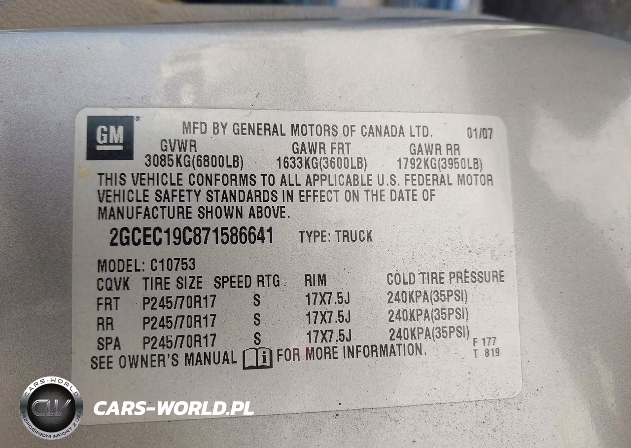 2007 Chevrolet Silverado 1500 Work Truck VIN:2GCEC19C871586641 - 9