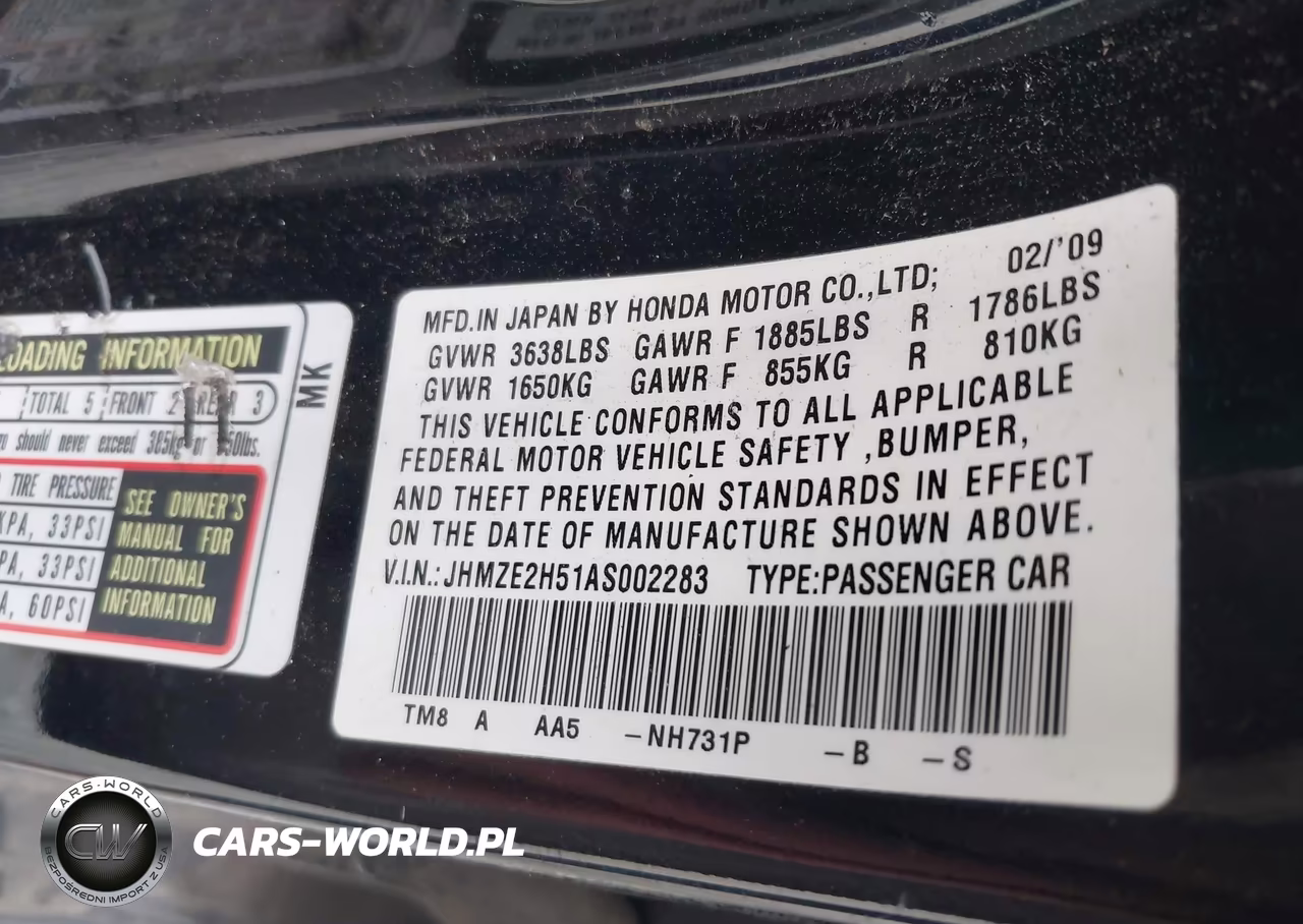 2010 Honda Insight Lx VIN:JHMZE2H51AS002283 - 9