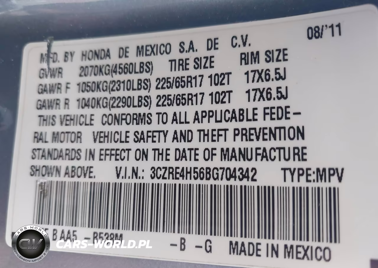 2011 Honda Cr-V Ex VIN:3CZRE4H56BG704342 - 9