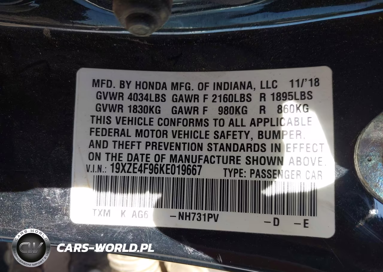 2019 Honda Insight Touring VIN:19XZE4F96KE019667 - 9