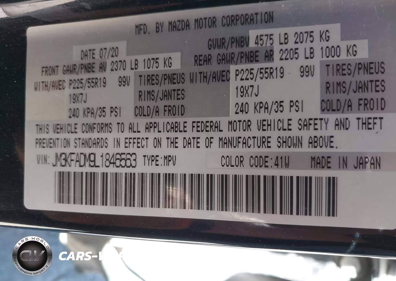 2020 Mazda Cx-5 Grand Touring VIN:JM3KFADM9L1846563 - 9