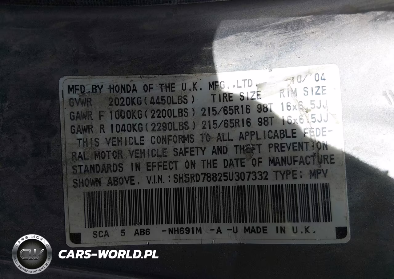 2005 Honda Cr-V Ex VIN:SHSRD78825U307332 - 9