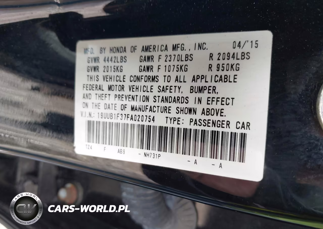 2015 Acura Tlx VIN:19UUB1F37FA020754 - 9