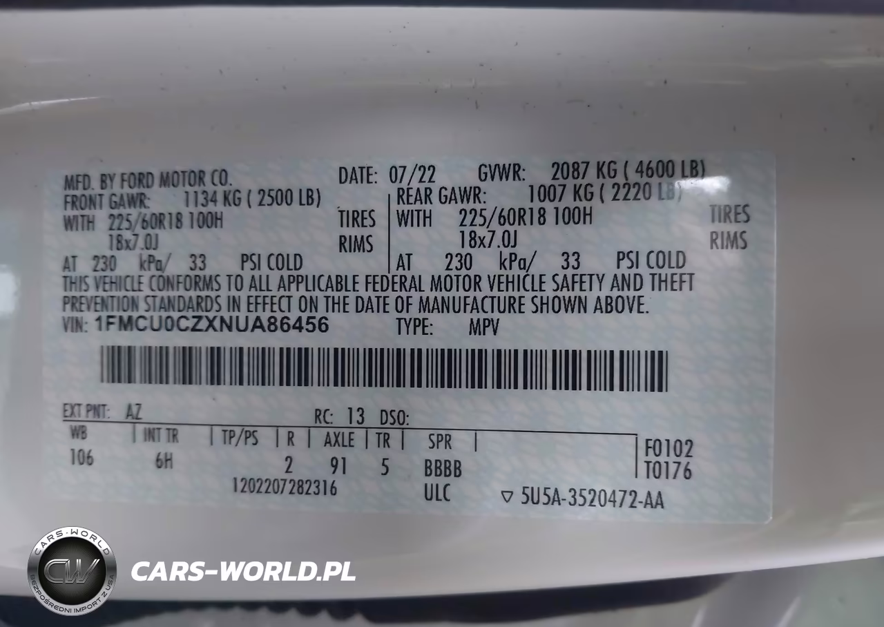 2022 Ford Escape Sel Hybrid VIN:1FMCU0CZXNUA86456 - 9