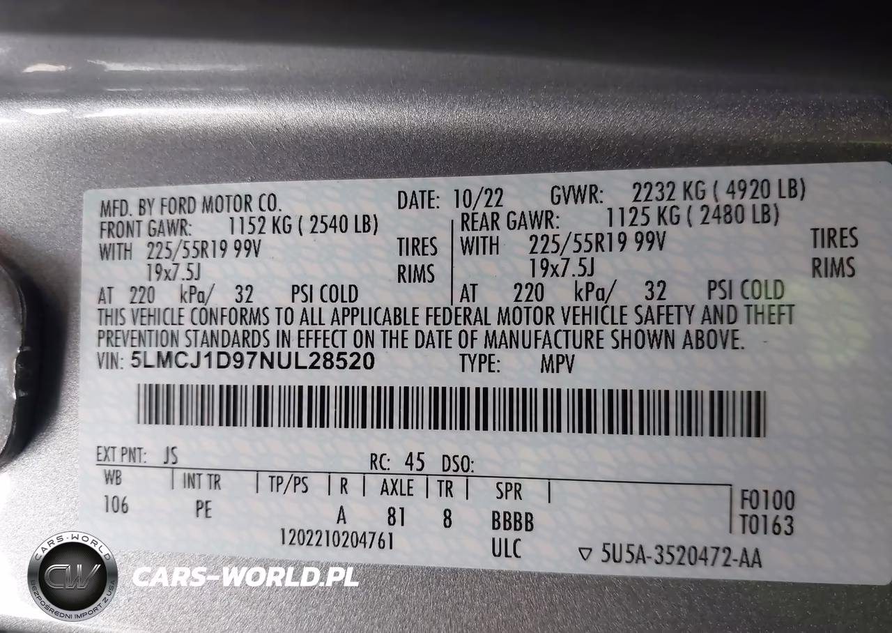2022 Lincoln Corsair Standard VIN:5LMCJ1D97NUL28520 - 9