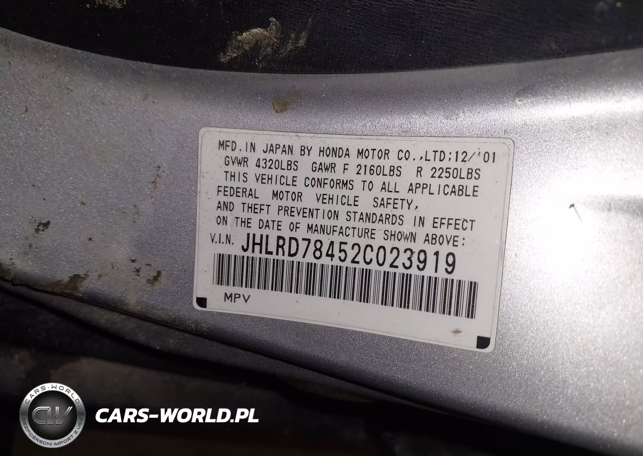 2002 Honda Cr-V Lx VIN:JHLRD78452C023919 - 9