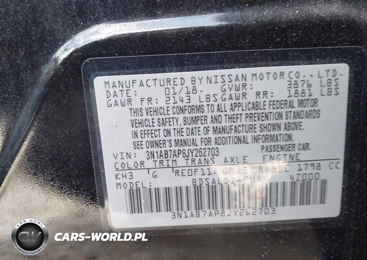 2018 Nissan Sentra Sv VIN:3N1AB7AP8JY262703 - 9