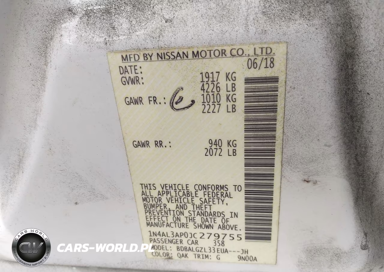 2018 Nissan Altima 2.5 S VIN:1N4AL3AP0JC279755 - 9