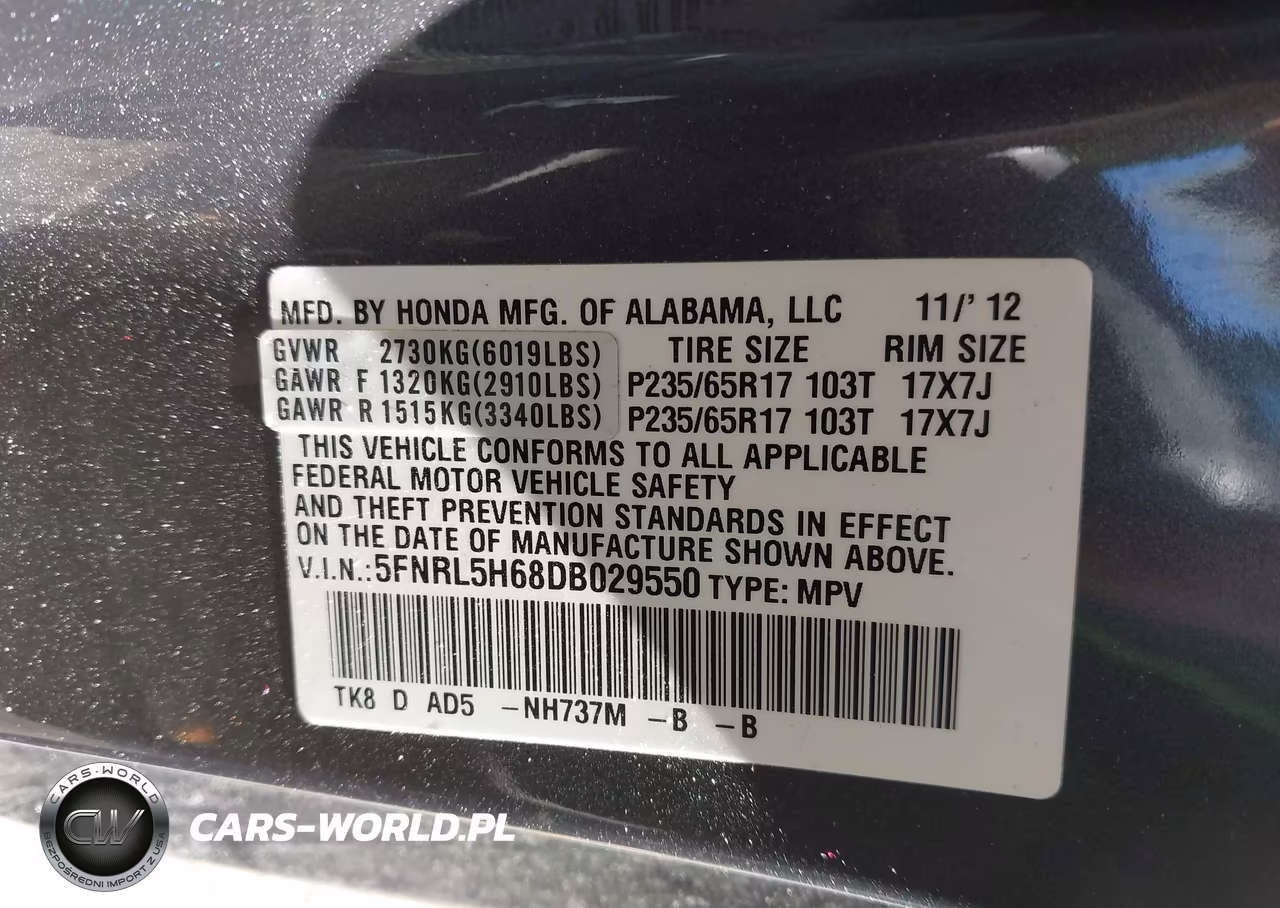2013 Honda Odyssey Ex-L VIN:5FNRL5H68DB029550 - 9