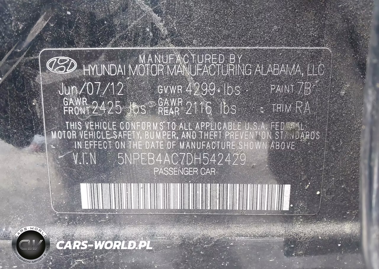 2013 Hyundai Sonata Gls VIN:5NPEB4AC7DH542429 - 9