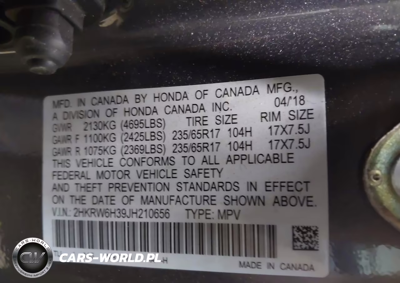 2018 Honda Cr-V Lx VIN:2HKRW6H39JH210656 - 9