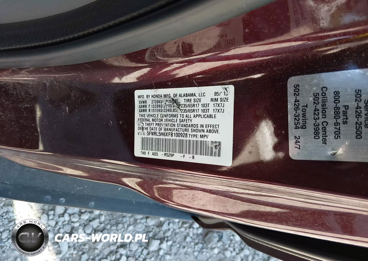2015 Honda Odyssey Ex-L VIN:5FNRL5H6XFB100928 - 9