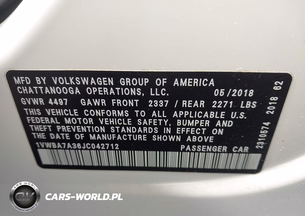 2018 Volkswagen Passat 2.0T Se VIN:1VWBA7A36JC042712 - 9