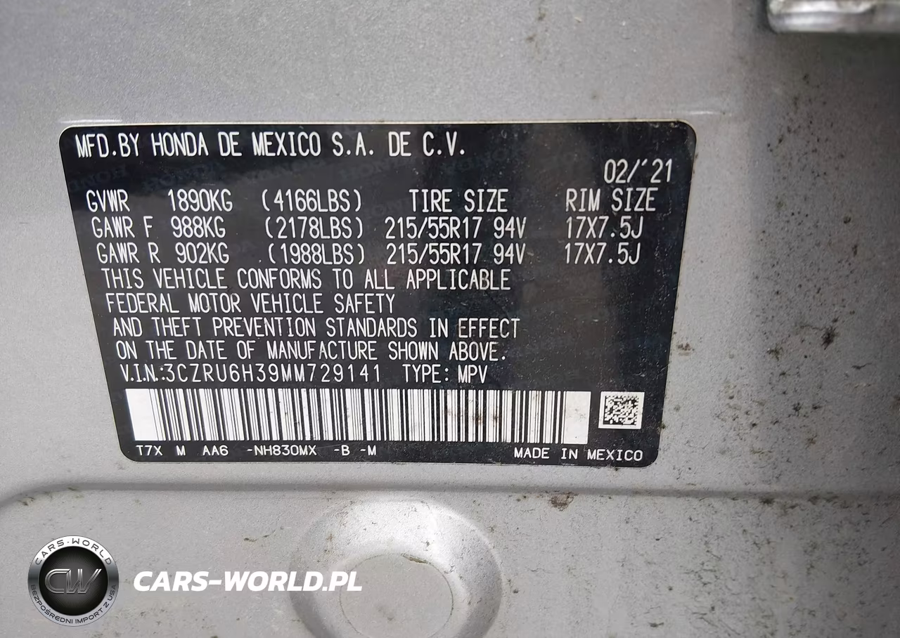 2021 Honda Hr-V Awd Lx VIN:3CZRU6H39MM729141 - 9