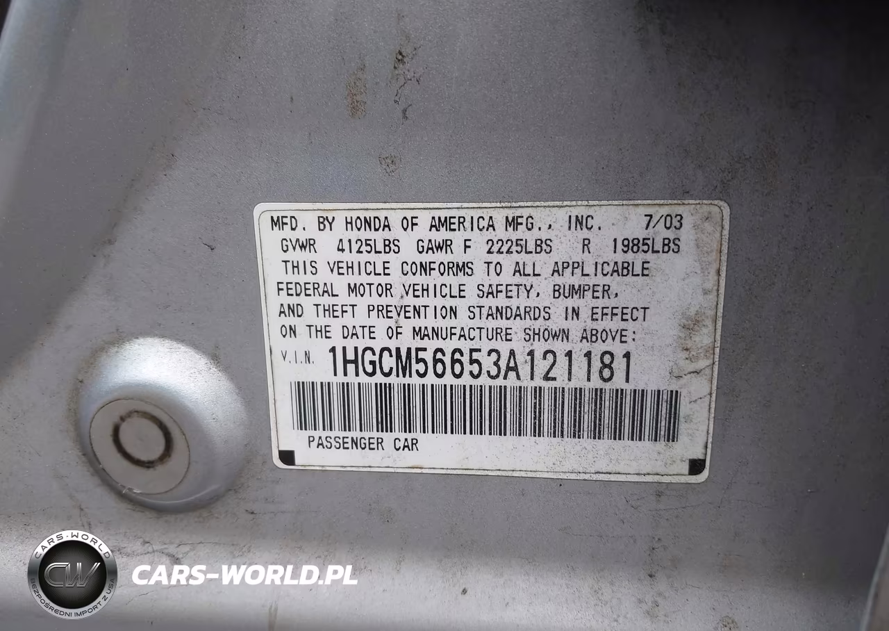 2003 Honda Accord 2.4 Ex VIN:1HGCM56653A121181 - 9