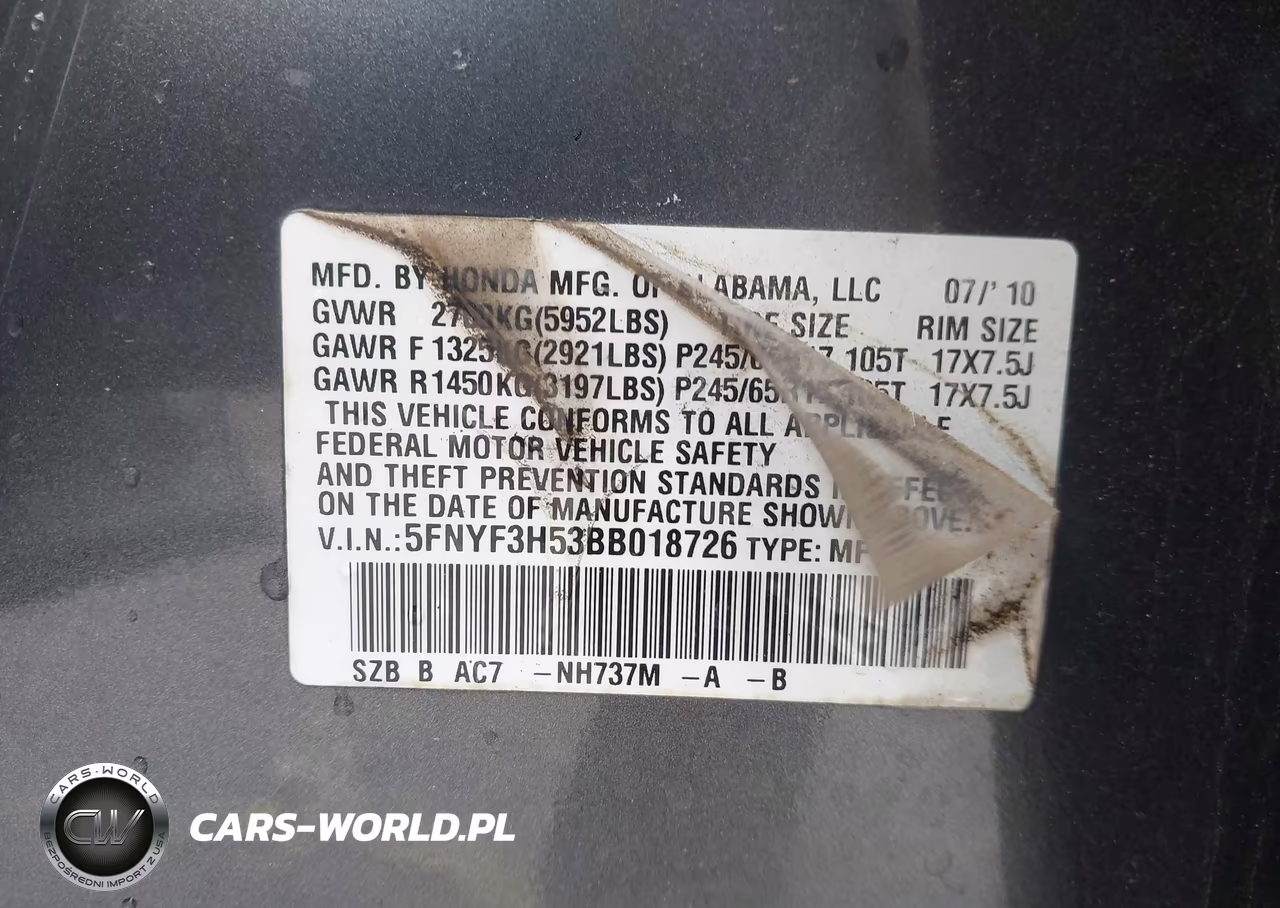 2011 Honda Pilot Ex-L VIN:5FNYF3H53BB018726 - 9