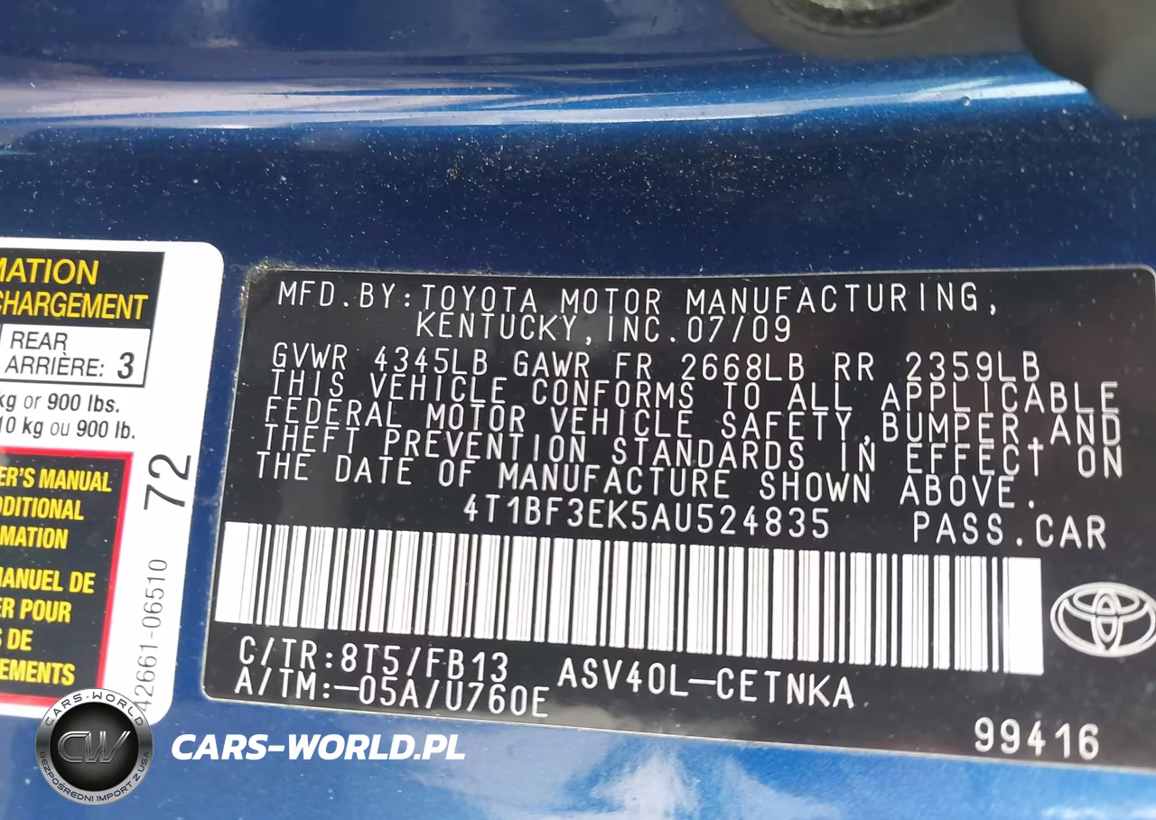 2010 Toyota Camry Le VIN:4T1BF3EK5AU524835 - 9