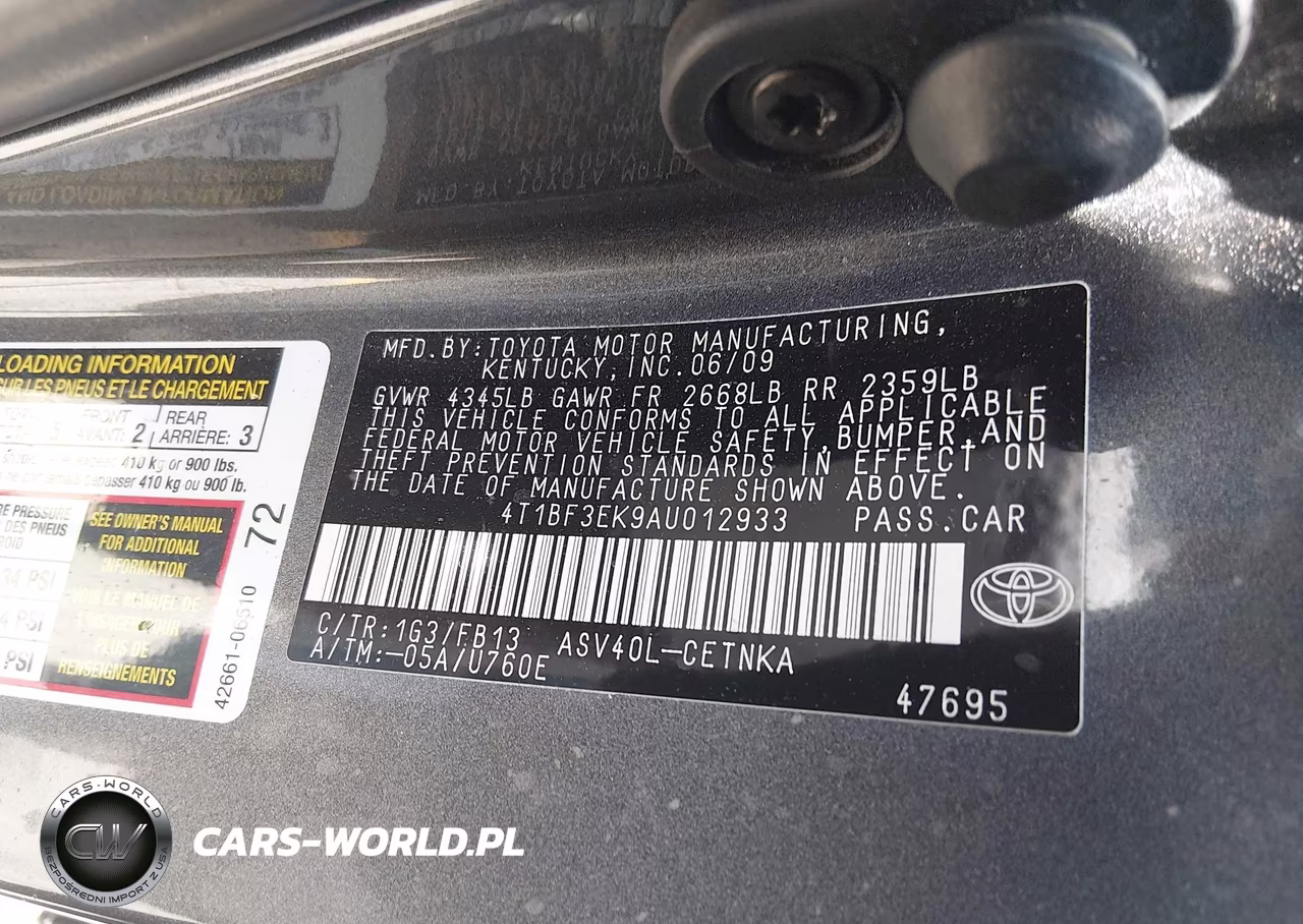 2010 Toyota Camry Le VIN:4T1BF3EK9AU012933 - 9