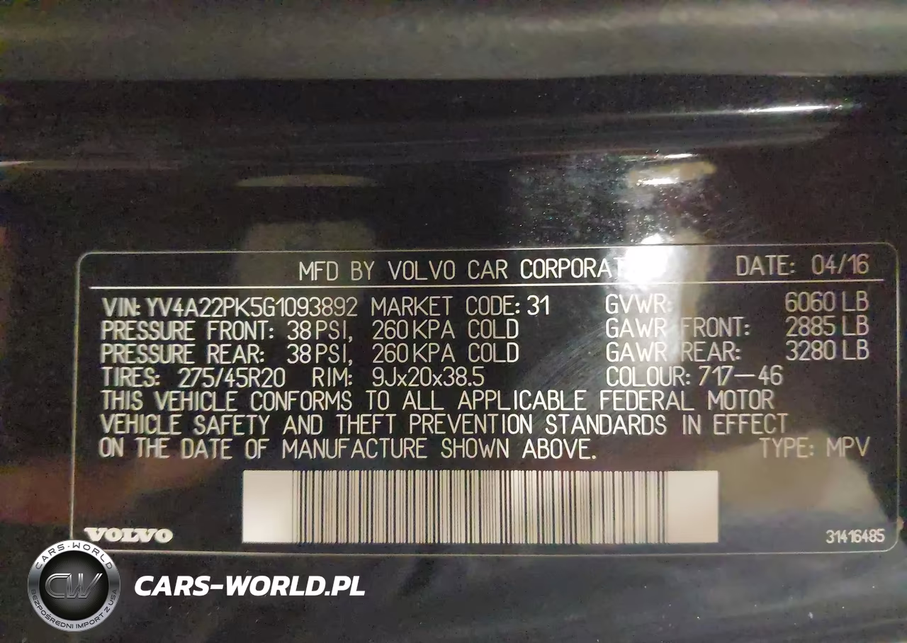 2016 Volvo Xc90 T6 Momentum VIN:YV4A22PK5G1093892 - 9