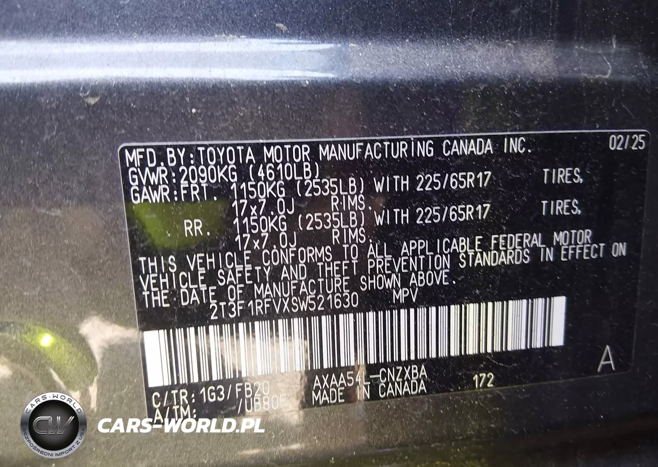2025 Toyota Rav4 Le VIN:2T3F1RFVXSW521630 - 9