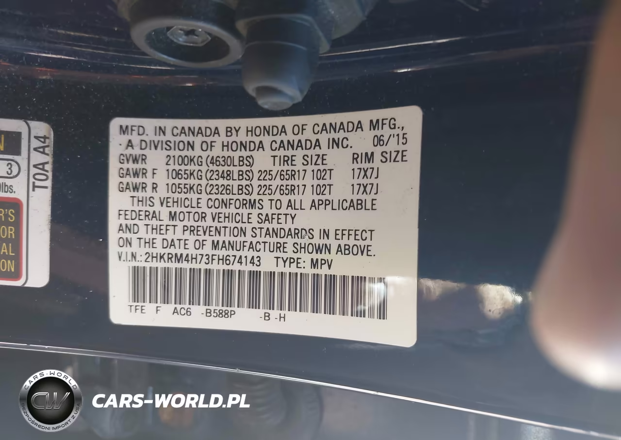 2015 Honda Cr-V Ex-L VIN:2HKRM4H73FH674143 - 9