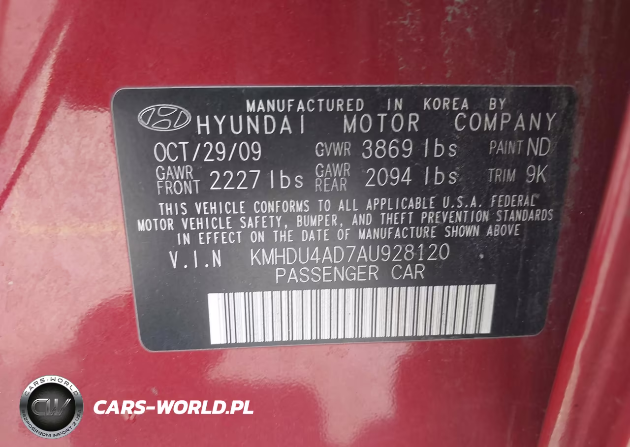 2010 Hyundai Elantra Gls VIN:KMHDU4AD7AU928120 - 9