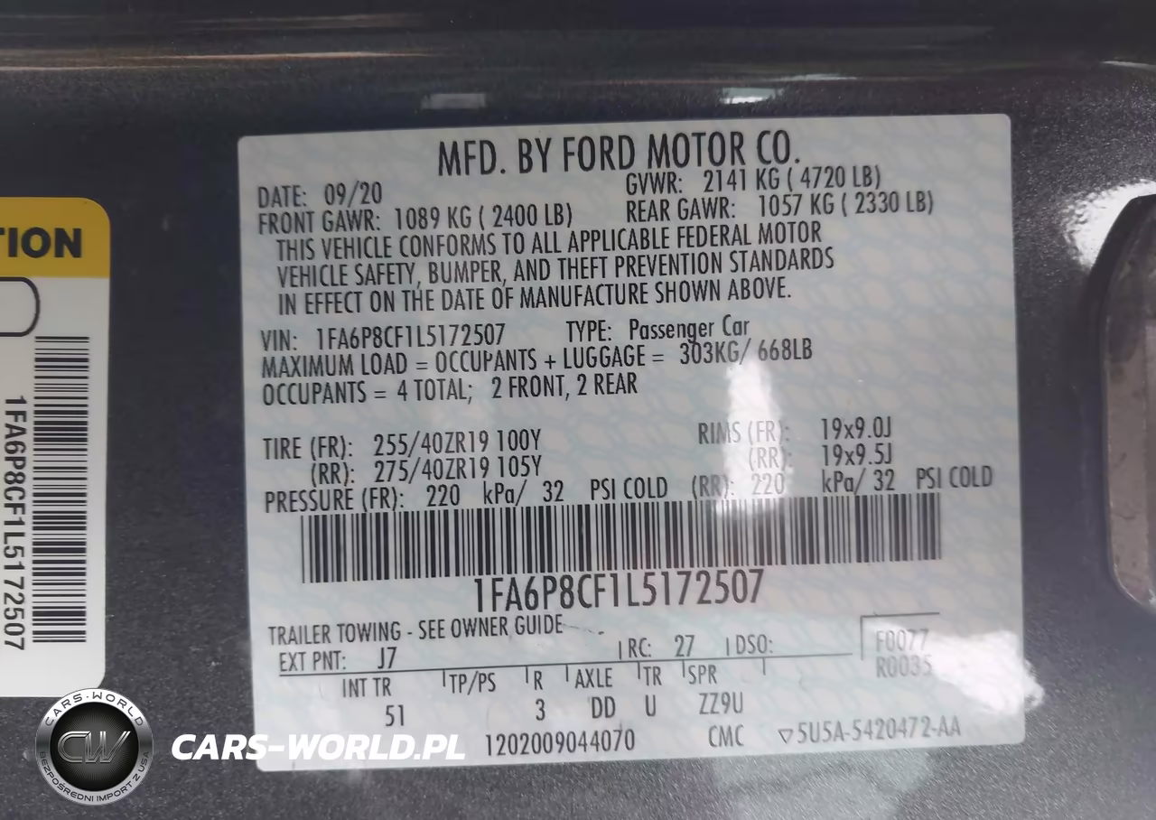 2020 Ford Mustang Gt Premium Fastback VIN:1FA6P8CF1L5172507 - 9