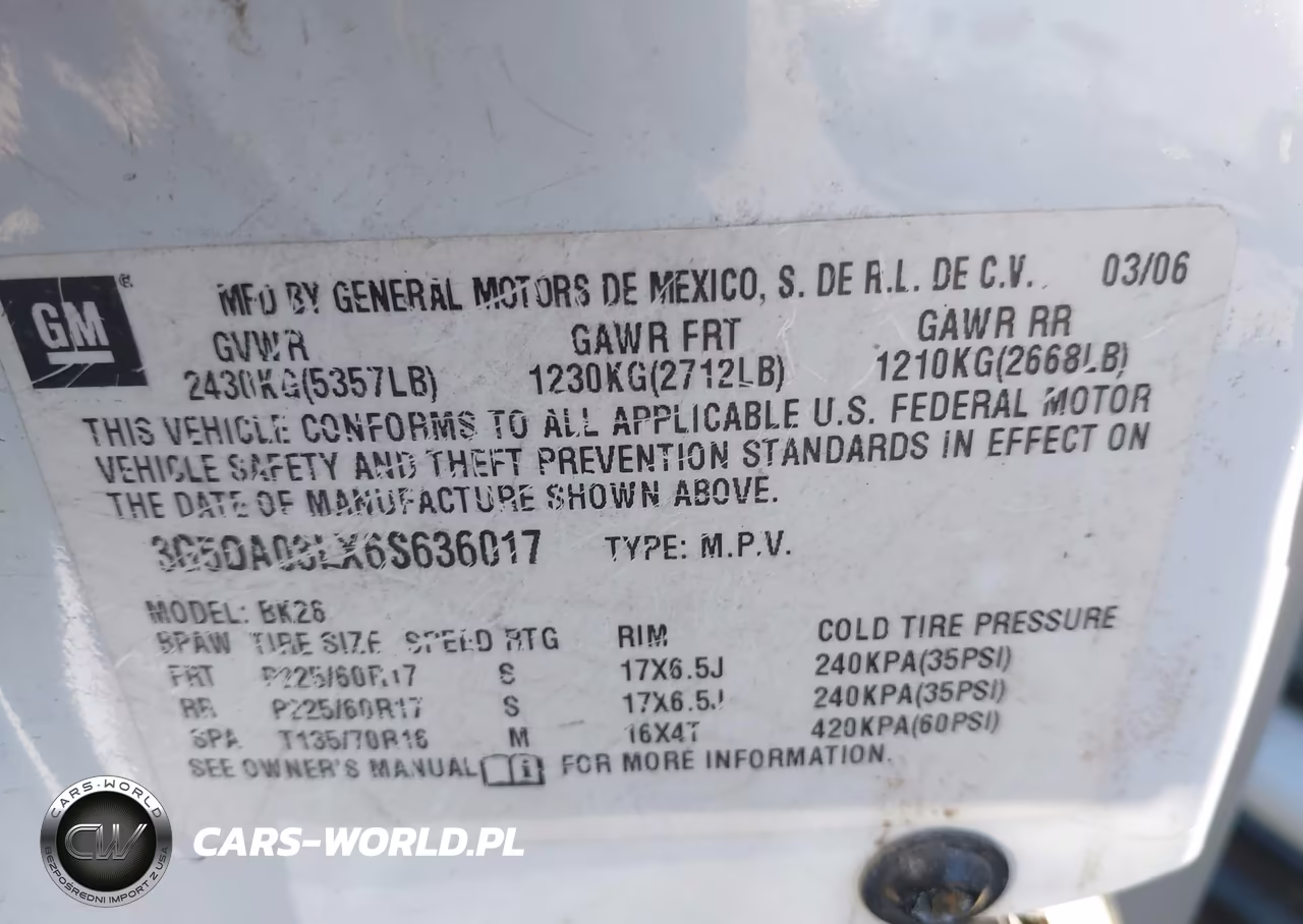 2006 Buick Rendezvous Cx VIN:3G5DA03LX6S636017 - 9