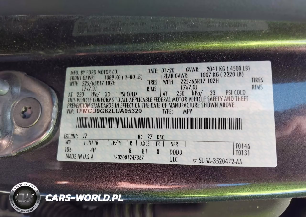 2020 Ford Escape Se VIN:1FMCU9G62LUA95329 - 9