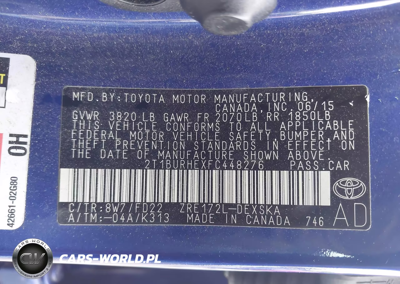 2015 Toyota Corolla S Plus VIN:2T1BURHEXFC448276 - 9