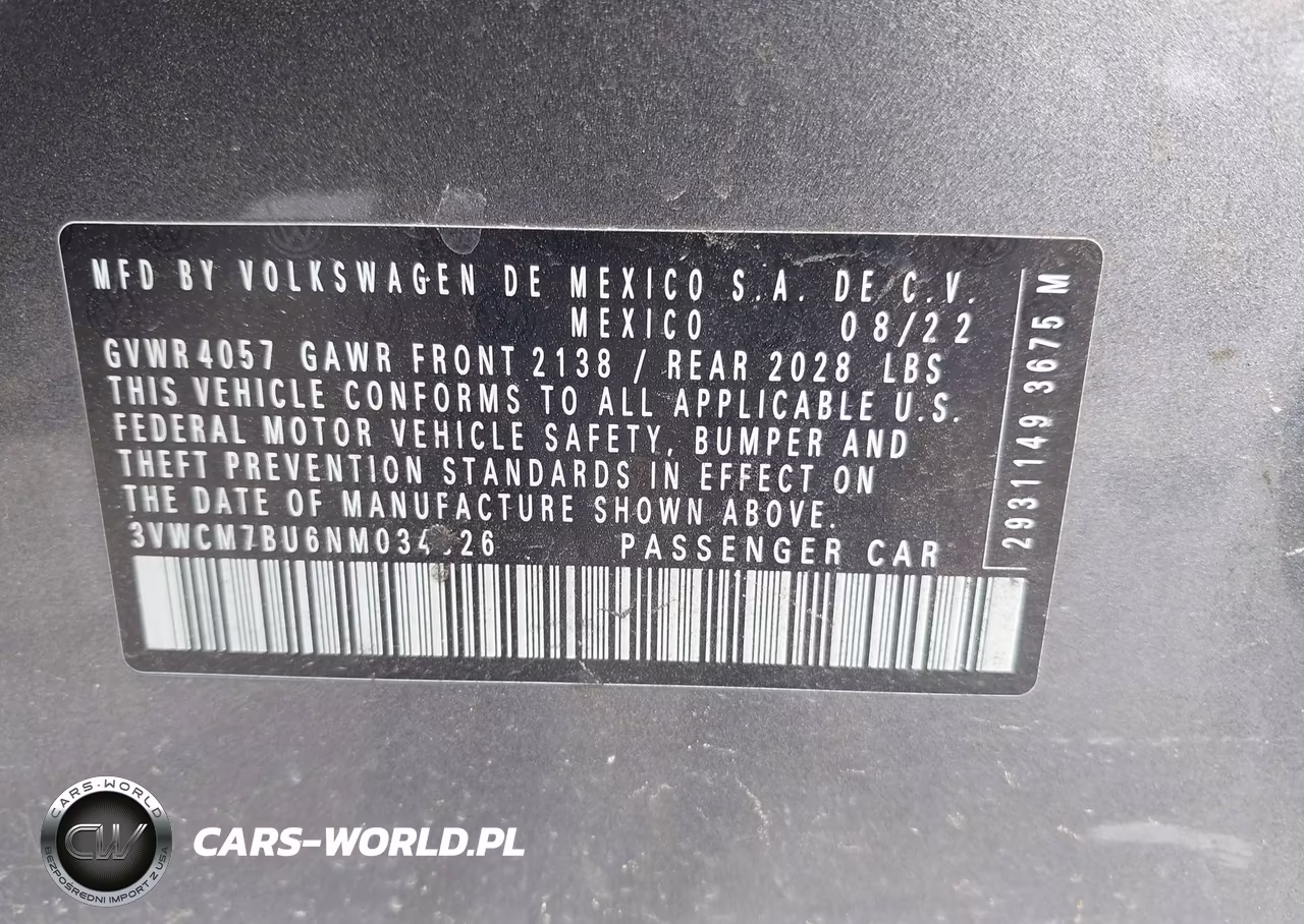 2022 Volkswagen Jetta 1.5T S VIN:3VWCM7BU6NM034326 - 9