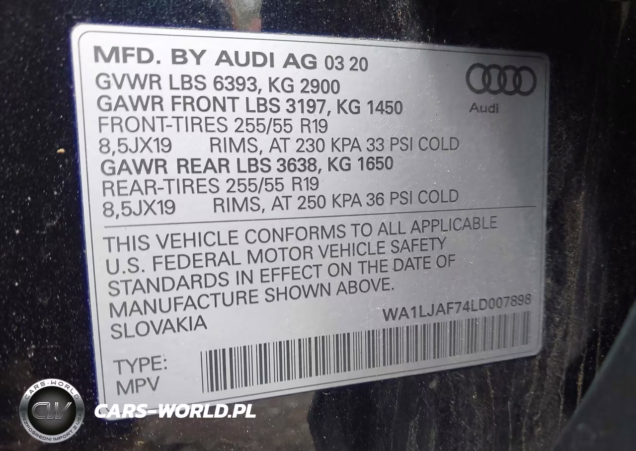 2020 Audi Q7 Premium Plus 45 Tfsi Quattro Tiptronic VIN:WA1LJAF74LD007898 - 9