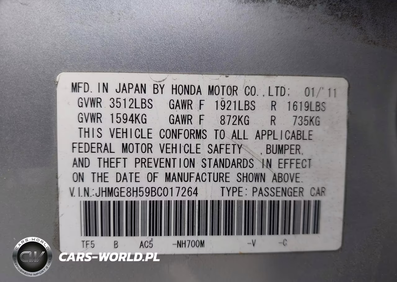2011 Honda Fit Sport VIN:JHMGE8H59BC017264 - 9