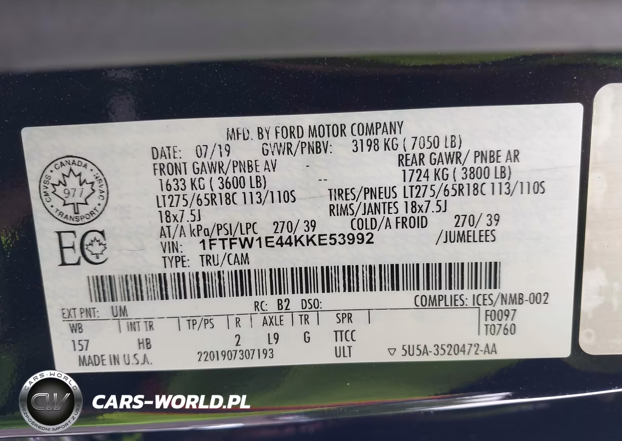 2019 Ford F-150 Lariat VIN:1FTFW1E44KKE53992 - 9