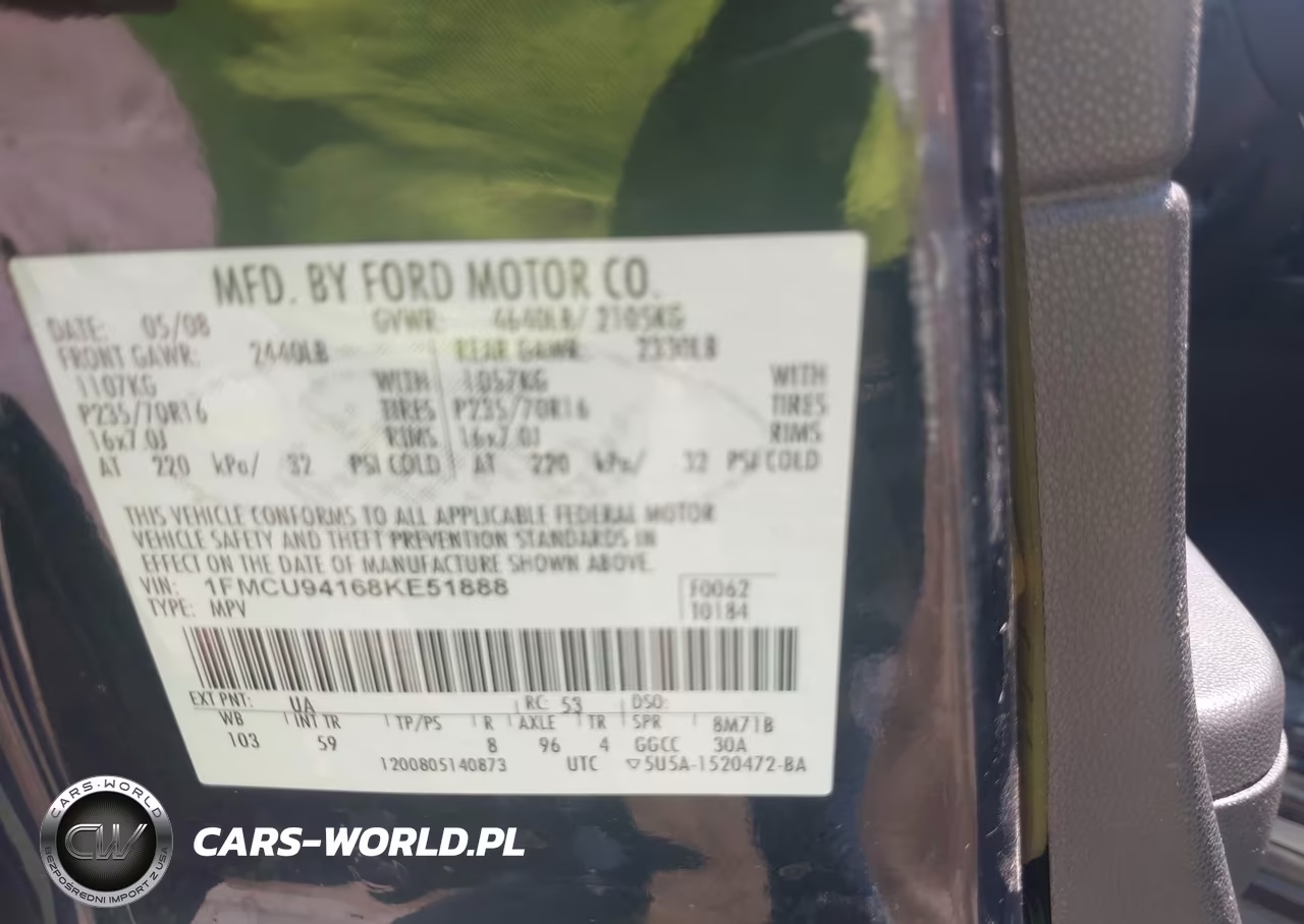 2008 Ford Escape Limited VIN:1FMCU94168KE51888 - 9