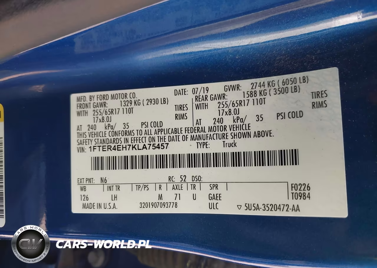 2019 Ford Ranger Xlt VIN:1FTER4EH7KLA75457 - 9