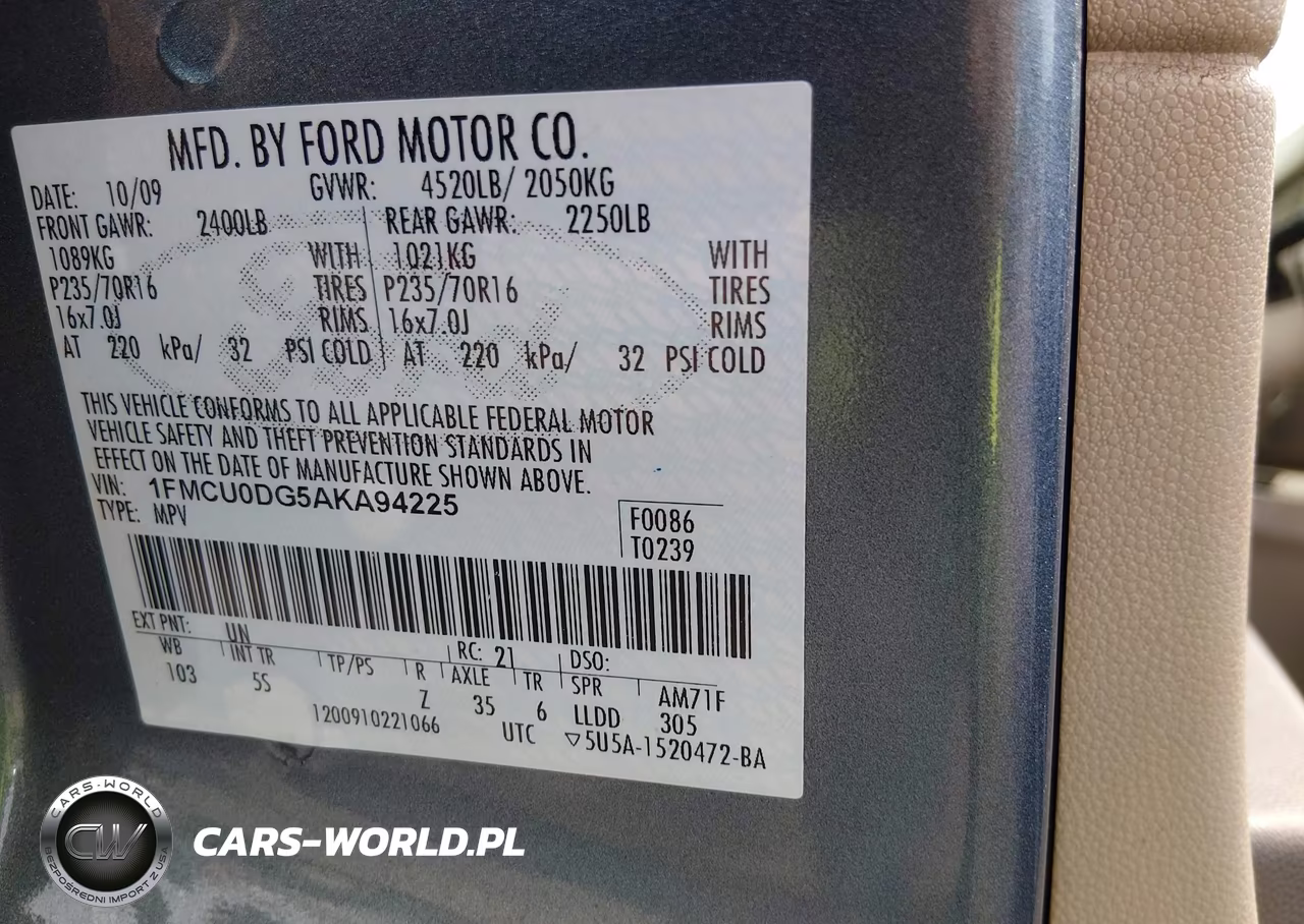 2010 Ford Escape Xlt VIN:1FMCU0DG5AKA94225 - 9