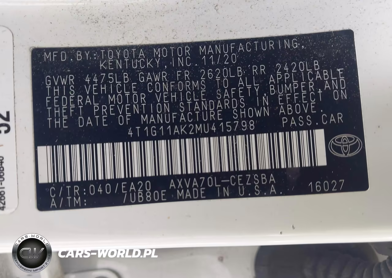 2021 Toyota Camry Se VIN:4T1G11AK2MU415798 - 9