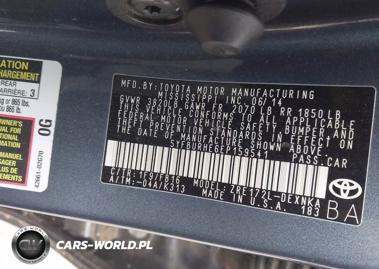 2014 Toyota Corolla Le VIN:5YFBURHE6EP159541 - 9