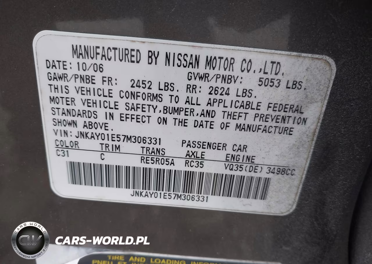 2007 Infiniti M35 VIN:JNKAY01E57M306331 - 9