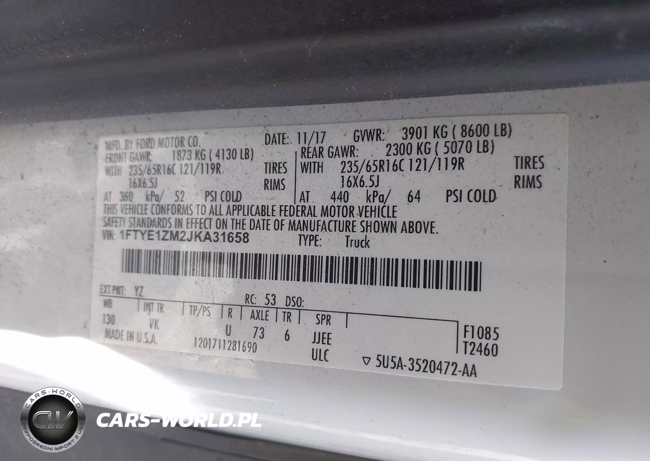 2018 Ford Transit-150 VIN:1FTYE1ZM2JKA31658 - 9
