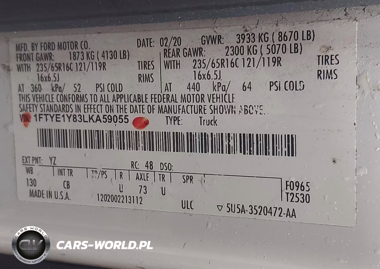 2020 Ford Transit-150 VIN:1FTYE1Y83LKA59055 - 9