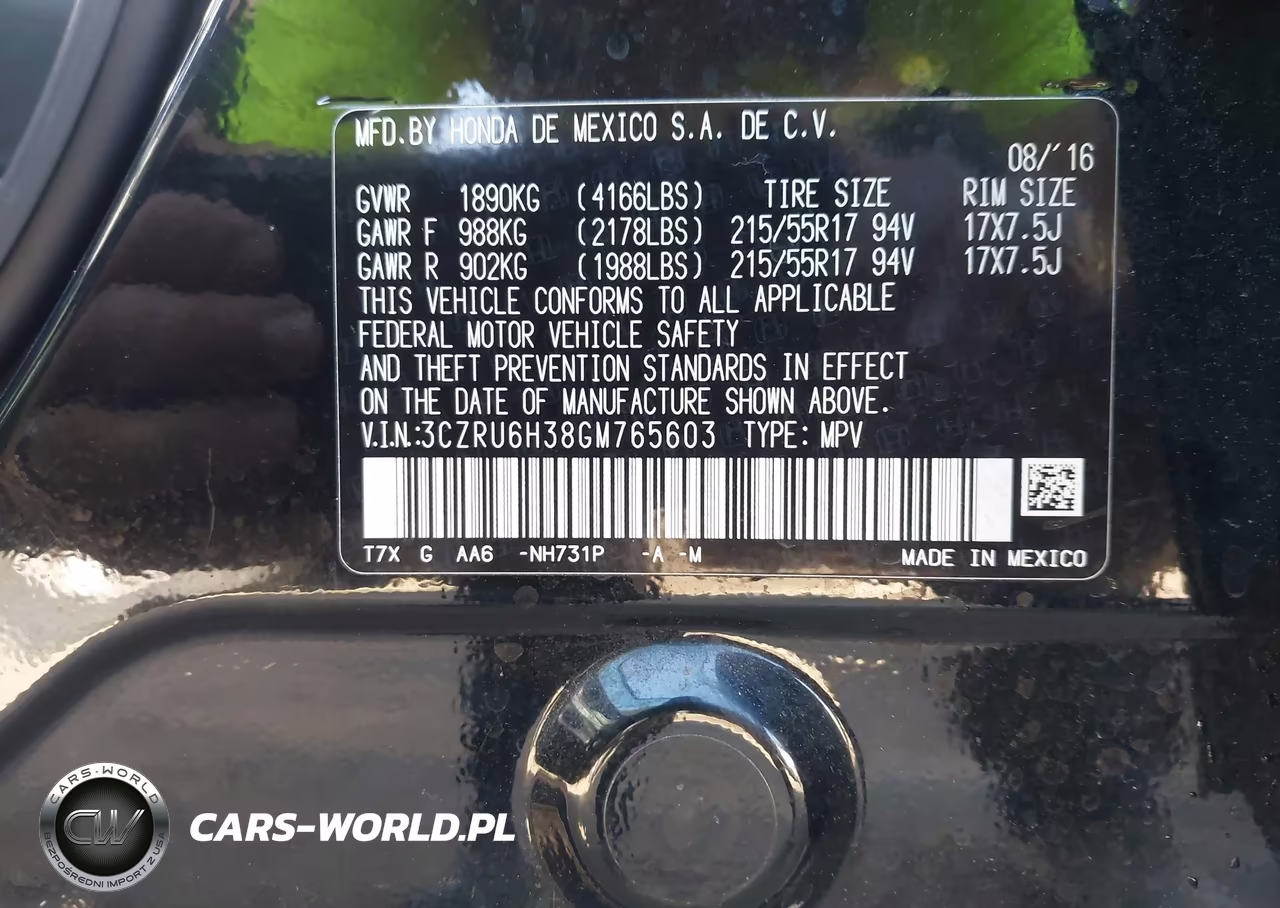 2016 Honda Hr-V Lx VIN:3CZRU6H38GM765603 - 9