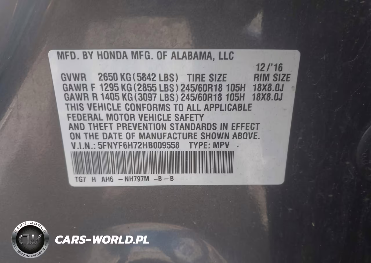 2017 Honda Pilot Ex-L VIN:5FNYF6H72HB009558 - 9