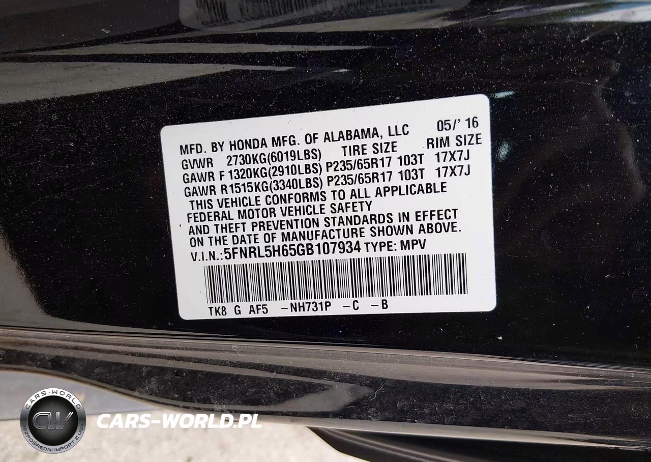 2016 Honda Odyssey Ex-L VIN:5FNRL5H65GB107934 - 9