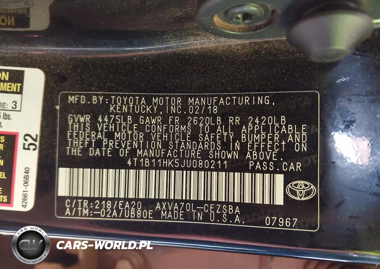 2018 Toyota Camry Se VIN:4T1B11HK5JU080211 - 9