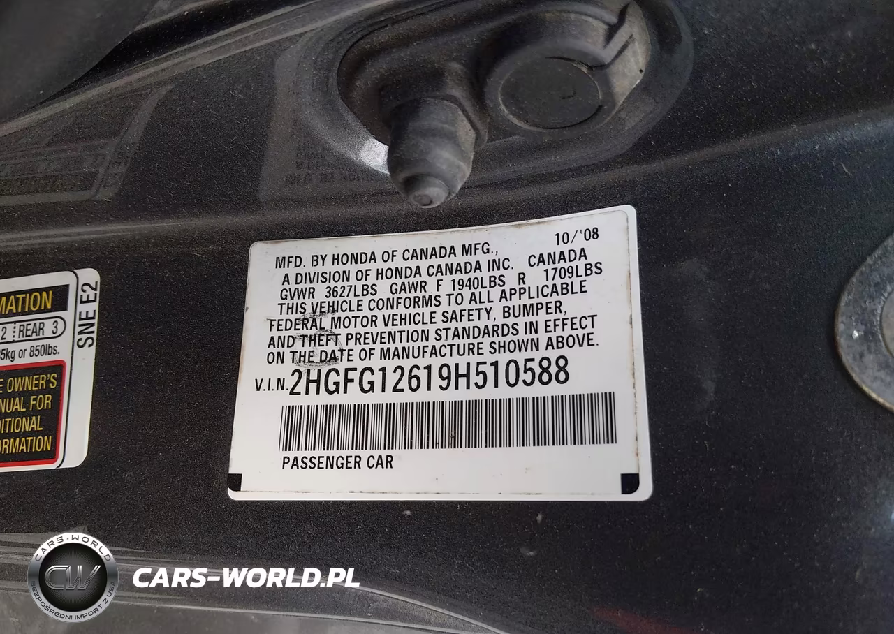 2009 Honda Civic Lx VIN:2HGFG12619H510588 - 9