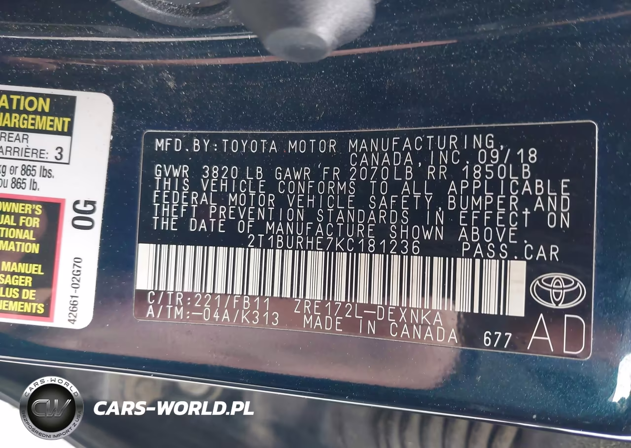 2019 Toyota Corolla Le VIN:2T1BURHE7KC181236 - 9