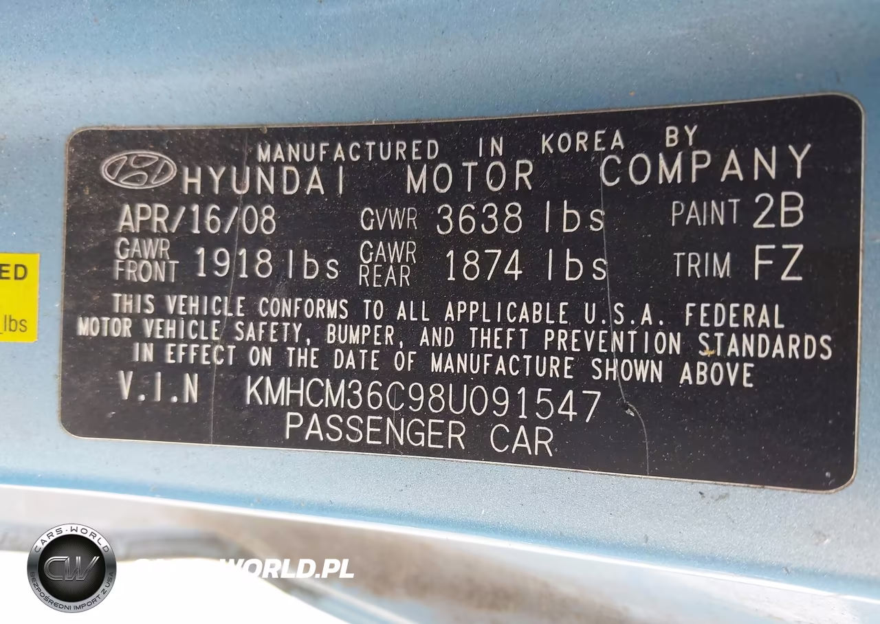 2008 Hyundai Accent Gs VIN:KMHCM36C98U091547 - 9