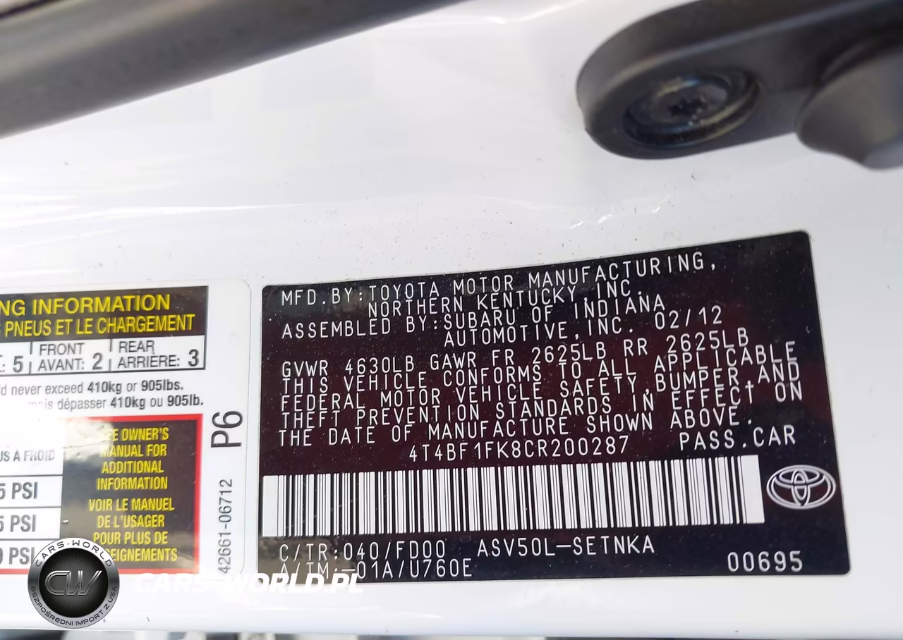 2012 Toyota Camry Le VIN:4T4BF1FK8CR200287 - 9